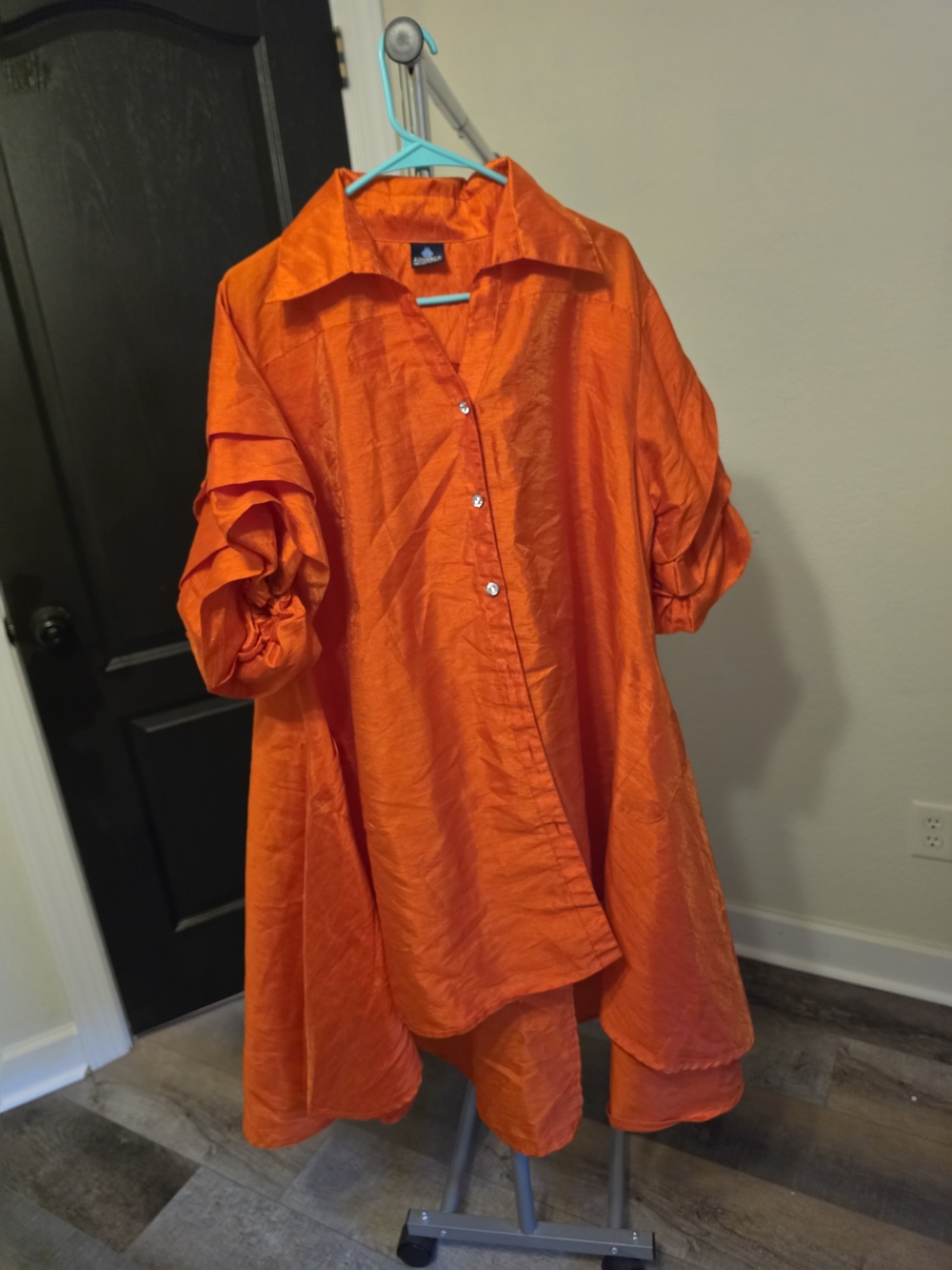 Bright Orange Button-Up Tunic Shirt - Picture 1 of 5